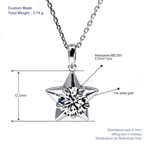 Collar de Oro Blanco de 14k con Estrella de los Deseos de Tianyu Gemstone, Peso Total 3.74g/ Se Puede Grabar - Product Image 3