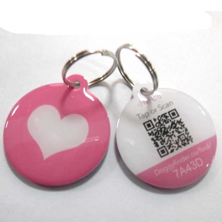QR Code and URL Programmable N-tag216 888bytes Epoxy Nfc Pet ID Tag for Dog / Cat Track