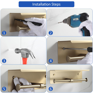 Porte-papier toilette double auto-adhésif en aluminium spatial avec étagère pour téléphone - Product Image 4