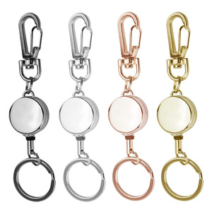 Alloy Silver Rose Golden Luxury Fashion Trend Retractable Badge Holders Carabiner Reel Clip Telescopic <b>Key</b> <b>Chain</b> Easy Pull - Product Image 2