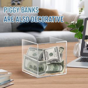 2026 New Acrylic Clear Piggy Bank for Adults Unopenable Handmade Box-shaped <strong>Money</strong> <strong>Jar</strong> - Product Image 3