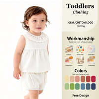 Ensemble deux pièces d'été INS pour bébé fille, débardeur sans manches en coton doux avec dentelle et short, vêtements décontractés et adorables pour petites filles