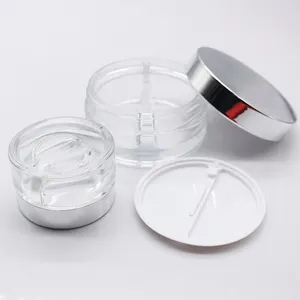 Barattolo di vetro per crema per la cura della pelle trasparente a camera doppia da 20g 70g 10g * 2 35g * 2 doppio uso per il contenitore di siero di vetro per imballaggio per la cura della pelle