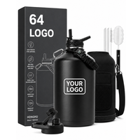 Bouteille d'eau isotherme en acier inoxydable de grande capacité (64 oz) pour les sports de plein air, résistante aux chutes