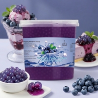 Layanan OEM Boba Konjac Rasa Blueberry Non-susu 3kg Mutiara Popping HALAL Bola Jeli Kristal untuk Toko Bubble Tea Grosir