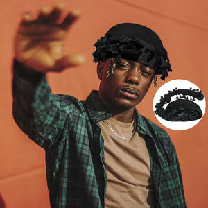 HZM-23207 Hip Hop Vintage Hommes Satin Doublé Glands Chapeaux Pré-Attaché Halo Twisted Turban Head Wrap <span class=keywords><strong>Durag</strong></span> - Product Image 1