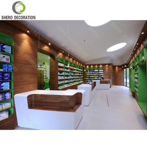 Conception de magasin de pharmacie, comptoir d'exposition personnalisé pour pharmacie, étagères de pharmacie, vitrine en bois pour pharmacie. - Product Image 1