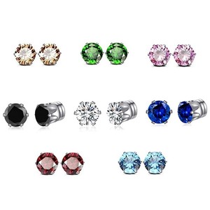 Wholesale Stainless Steel Magnetic Clip-On <b>Earrings</b> With Various Zircon Colors for Men & Women | Non <b>Piercing</b> Jewelry - Product Image 1