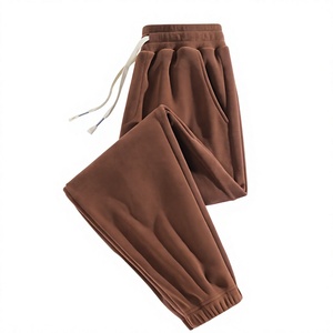Pantalon de survêtement en coton marron pour homme Hardihood International, taille élastique avec cordon de serrage, poches latérales, poids moyen, pour l'automne - Product Image 1