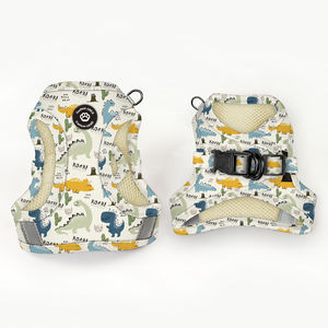 Tali kekang rompi anak anjing pola telapak kaki lucu tali pegangan neoprena lembut tidak ditarik Aksesori hewan peliharaan logo karet penutup kerah anjing - Product Image 6