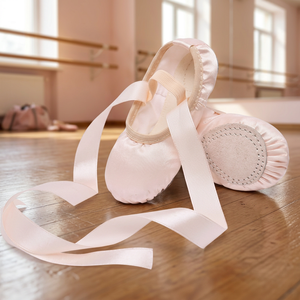 Zapatillas de Ballet de Satén Suave para Niñas Pequeñas, Forro de Algodón, Zapatos Planos para Danza con Cintas, Alta Calidad, para Competencia Profesional, MOQ Bajo - Product Image 3