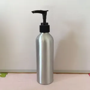 Botol aluminium 150ml kosong untuk kosmetik, botol minyak esensial wadah aluminium botol logam hitam matte dengan tutup