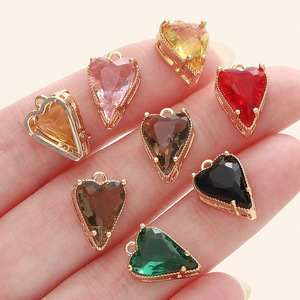Crystal Heart Pendant Charms Gold Plated Bezel Set DIY Jewelry Accessories For Earrings <b>Bracelet</b> Necklace Unisex Everyday Wear - Product Image 3
