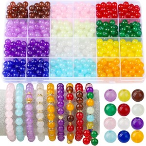 Christmas Glass <b>Beads</b> DIY Jewelry <b>Kit</b> 8mm Round <b>Beads</b> With Letters And Charms For Bracelet Making Kids Craft Set - Product Image 3