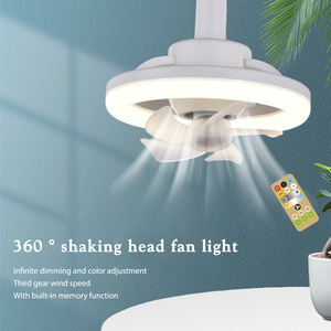 Ventilador de Techo Eléctrico de 48W E27 con Luz LED y Control Remoto, Rotación de 360°, Lámpara Segura Tipo Candelabro para Decoración del Hogar - Product Image 2