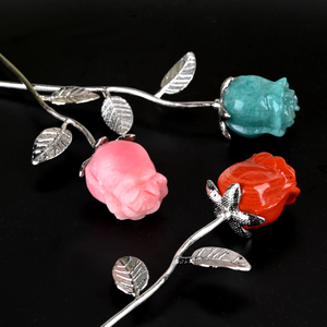 Vente en gros de pierres de guérison en cristal naturel sculptées en forme de rose, polies à la main, 15 cm, écologiques, décoration de mariage - Product Image 4