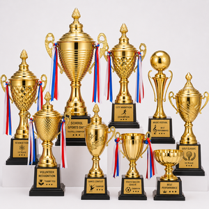 Trophée personnalisé pour les sports, médaille de football, trophée de la ligue des champions en or, grande coupe en métal, résine et alliage de zinc - Product Image 1