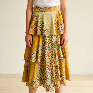 Jupe longue à volants en patchwork floral personnalisée pour femmes - Product Image 1