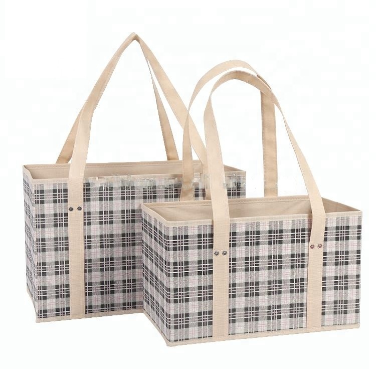 LOW MOQ Hot Sale Reusable Collapsible Non Woven Shopping Box Grocery Bag,Custom Reusable Insulated Lunch Box Tote  Cooler Bag
