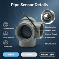 Capteur de débit de liquide à effet Hall Five Continents pour agriculture intelligente, débitmètre 5-24V, sortie impulsionnelle 1-60L/min, 32/50/63mm