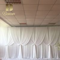 Rideaux croisés de couleur populaire rideau de scène de toile de fond de mur de mariage à Double couche avec cadre de support pour les décorations de fête d'événement