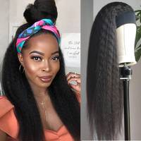 Perruques de cheveux humains brésiliens perruque de bandeau droite crépue vente en gros vendeurs de cheveux humains vierges perruque de cheveux naturels bruts