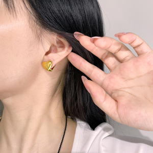 Pendientes de Acero Inoxidable 316L con Baño de Oro de 18k, Forma de Corazón, Estilo Lindo para Mujer, Pendientes de Clip Populares, Resistentes al Deslustre - Product Image 3