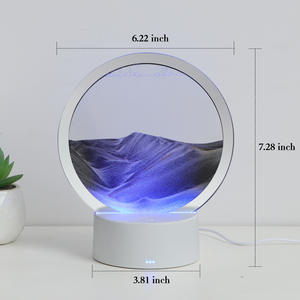 Round <strong>LED</strong> Table Lamp with Quicksand <strong>Painting</strong> Scene <strong>3D</strong> Dynamic Glass Night Light Warm White for Living Room Battery Powered - Product Image 2