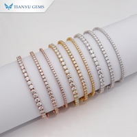 Bracelet tennis Tianyu Gems en argent 925, moissanite ronde sertie en canal, plaqué or blanc classique, bijoux de mariage