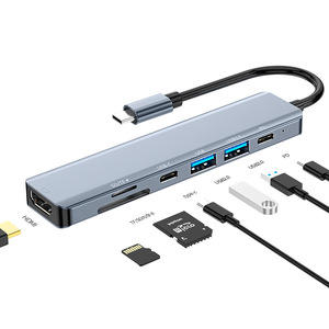 7 En 1 USB C Hub 3,0 Aluminio tipo C hub USB con 3,1 4 puertos de alimentación usb-c portátil Adaptador multifunción Estación de acoplamiento - Product Image 1