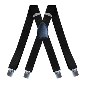 Doumeng Adulto Hombres elástico 4-clip X-type negro Clip <span class=keywords><strong>de</strong></span> cuero vestido <span class=keywords><strong>tirantes</strong></span> - Product Image 1