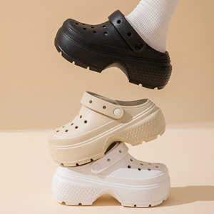 New Snow House Women's <b>Clogs</b> Thick Sole Closed Toe EVA Non Slip Breathable 5cm Height Increase Beach Swim Sandals White Black - Product Image 2
