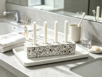 Porte-bougie artisanal en marbre naturel et fer, disponible en version simple ou en ensemble, pour la décoration de table à la maison, à l'hôtel - Anniversaire, mariage, Noël