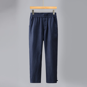 <span class=keywords><strong>Pantalon</strong></span> décontracté en lin pour hommes Style chinois léger <span class=keywords><strong>taille</strong></span> élastique <span class=keywords><strong>pantalon</strong></span> long jambe droite ample confortable respirant <span class=keywords><strong>grande</strong></span> <span class=keywords><strong>taille</strong></span> - Product Image 3