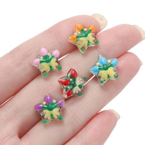 6,5*13*13,5mm 3D pintado a mano cristal joyería cuenta Navidad estrella cuentas de vidrio - Product Image 3