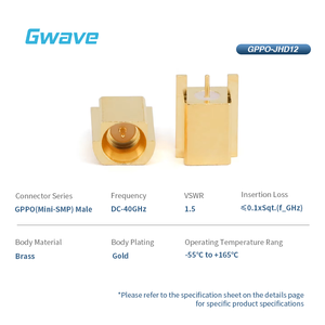 Gppo mini-SMP RF kết nối nam kết thúc với 5.6mm ra mắt chiều dài vật liệu đồng thau DC 40GHz cho PCB và RF ứng dụng - Product Image 2
