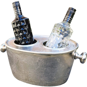 Vintage Silver Champagne Bowl <b>Footed</b> Metal Wine Chiller Tub Fluted <b>Ice</b> Bucket Centerpiece For Wedding Party & Hotel Catering - Product Image 6