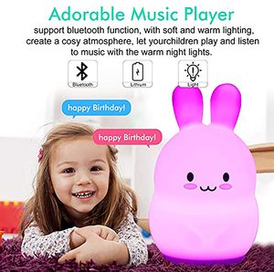 Đáng Yêu Thỏ Động Vật Ánh Sáng Ban Đêm Cảm Ứng Mềm Mại Silicone Loa Âm Nhạc Máy Nghe Nhạc Dễ Thương Cạnh Giường Ngủ Tiếng Ồn Trắng Máy Đèn Cho Trẻ Em - Product Image 4