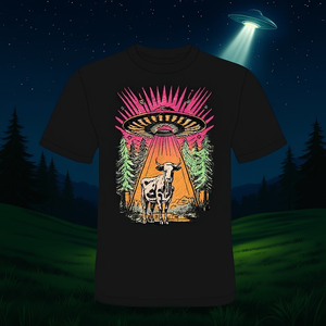T-shirt rétro vintage OVNI, abduction de vache, extraterrestre, paranormal - Product Image 3
