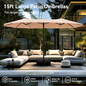 Pare-soleil double Promotion Jardin Parapluie droit coupe-vent Logo personnalisé Golf Patio Parasol Parapluie extérieur