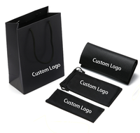 Boîte à lunettes pliable noire de luxe personnalisée 2022 avec logo, en cuir PU, pour emballage de lunettes de soleil, étui et sac pour lunettes de vue