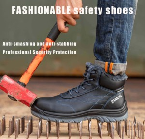 JIANKUN <span class=keywords><strong>hommes</strong></span> épaissi chaud acier orteil <span class=keywords><strong>chaussures</strong></span> de sécurité imperméable respirant confortable maille antidérapant semelle en caoutchouc bottes pour l'hiver - Product Image 5