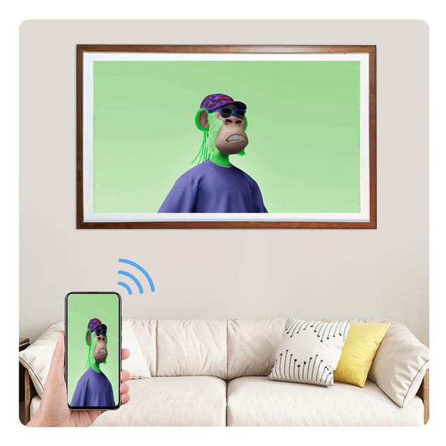 32 Inch Digital Art Museum Anti-Glare Matte LCD Photo Frame with Clock MP3 MP4 & AVI Support Wood Frame