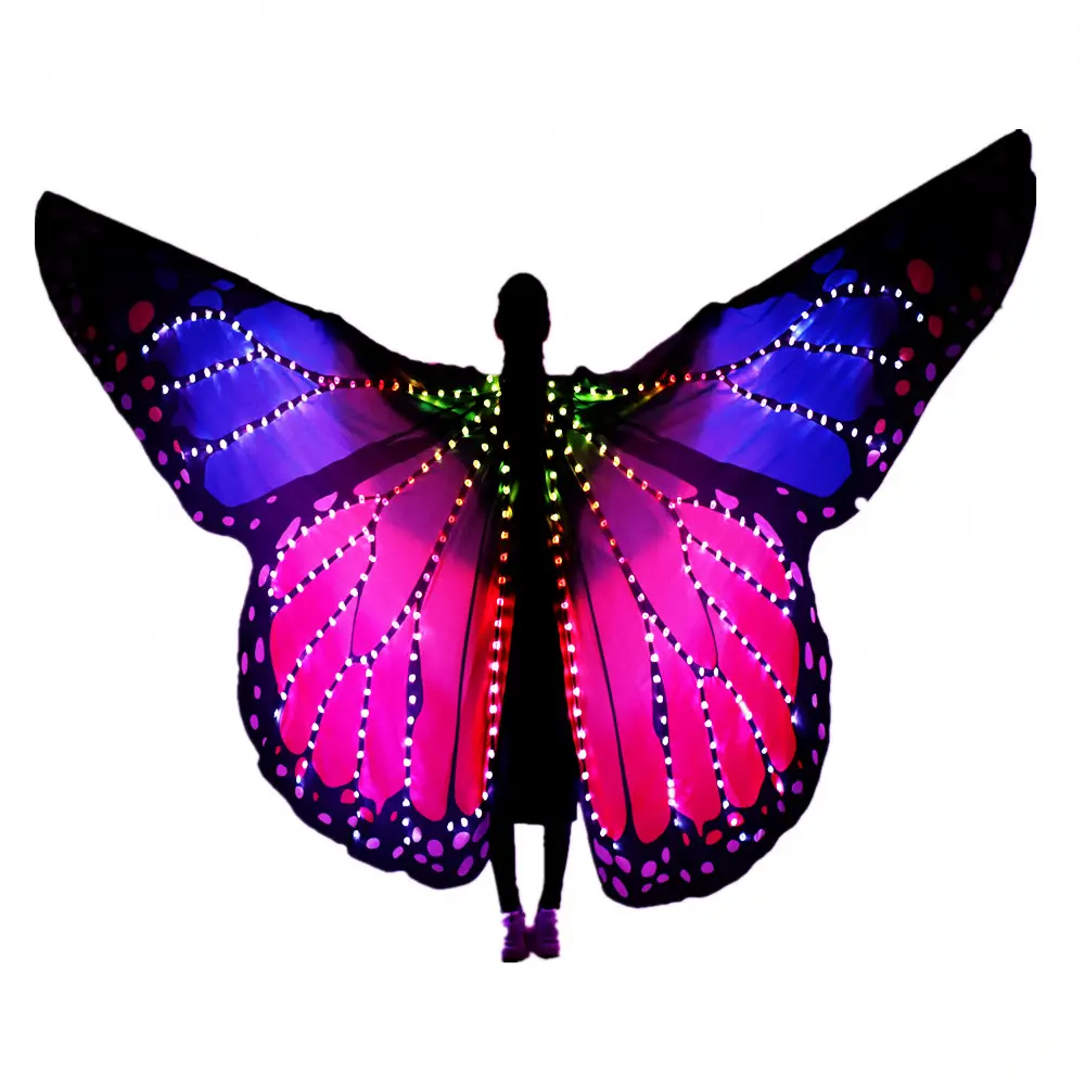 New Women Belly Dance Wing Butterfly Halloween Full Color Pixel Smart LED Wings Girls Dance Cloak Accessories Props Stage