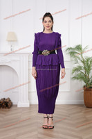 Personnalisable noir Satin plissé robe mi-longue femmes élégante église modeste robes de soirée gratuit doux ordre naturel bohème à volants