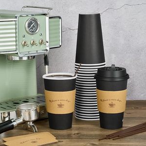 Vasos de Papel Negros de Pared Simple de 16 oz, Paquete de 100, Desechables para Bebidas Calientes, 90 mm de Diámetro - Product Image 4