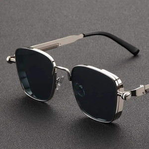 Nouvelles lunettes de soleil rétro carrées <span class=keywords><strong>steampunk</strong></span> en métal à petite monture 2025, unisexe, logo personnalisé, vente en gros pour l'Europe et l'Amérique - Product Image 2