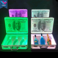 Présentoir à bouteilles LED T-Worthy pour 3 bouteilles, boîte de glorification pour champagne, pour KTV, boîte de nuit, fête, présentoirs pour argent en dollars