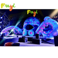 Cabine DJ gonflable sur le thème de la jungle, scène gonflable violette avec lumières LED, modèle de mascotte de scène gonflable