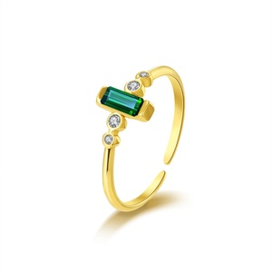 Anillos de Acero Inoxidable al por Mayor de China, Anillos Pequeños y Lindos con Baño de Oro y Piedras Naturales Verdes, Joyería - Product Image 3